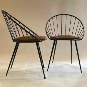 A Pair of Metal Corbeille Chairs